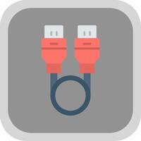 Usb Cable Flat Round Corner Icon vector