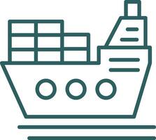 Ship Line Gradient Round Corner Icon vector