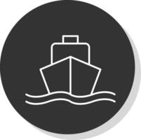 Ship Line Grey Circle Icon vector