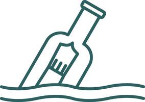 Message In A Bottle Line Gradient Round Corner Icon vector