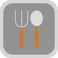 Fork Spoon Flat Round Corner Icon vector