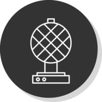 Waffle Iron Line Grey Circle Icon vector