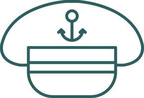 Captain Hat Line Gradient Round Corner Icon vector