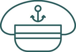 Captain Hat Line Gradient Round Corner Icon vector