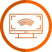 Smart Tv Line Orange Circle Icon vector