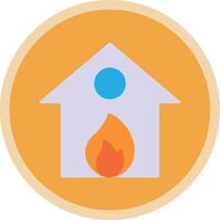 Burning House Flat Multi Circle Icon vector