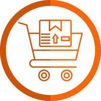 compras carro línea naranja circulo icono vector