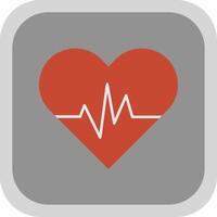 Heart Beat Flat Round Corner Icon vector