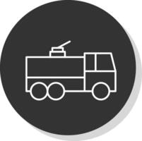 Fire Truck Line Grey Circle Icon vector