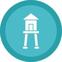 Water Tower Glyph Multi Circle Icon vector