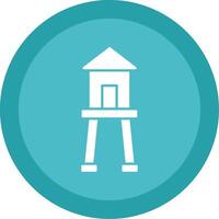 Water Tower Glyph Multi Circle Icon vector