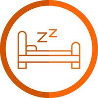 cama línea naranja circulo icono vector