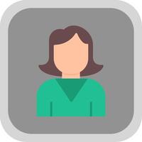 Female Avatar Flat Round Corner Icon vector