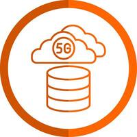 nube base de datos línea naranja circulo icono vector