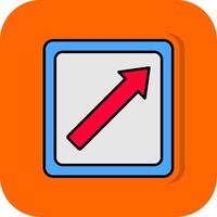 Arrow Upper Right Filled Orange background Icon vector