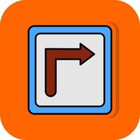 Turn Right Filled Orange background Icon vector