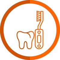 eléctrico cepillo de dientes línea naranja circulo icono vector
