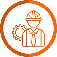 Engineer Line Orange Circle Icon vector