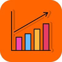 Bar Chart Filled Orange background Icon vector