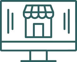 Online Store Line Gradient Round Corner Icon vector