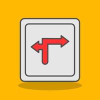 Turn Direction Filled Shadow Icon vector