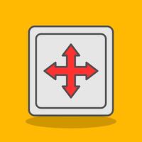 Cross Symbol Filled Shadow Icon vector