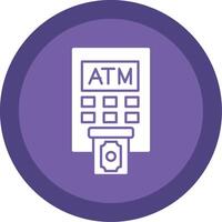 Atm Machine Glyph Multi Circle Icon vector