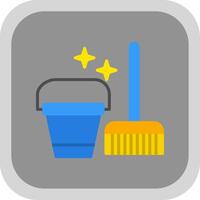 Cleaning Tools Flat Round Corner Icon vector