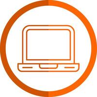 ordenador portátil línea naranja circulo icono vector