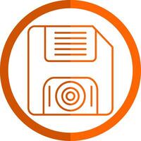 Floppy Disk Line Orange Circle Icon vector