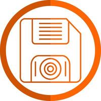 Floppy Disk Line Orange Circle Icon vector