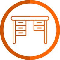oficina escritorio línea naranja circulo icono vector