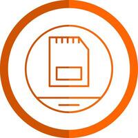 Memory Card Line Orange Circle Icon vector