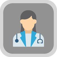 Female Doctor Flat Round Corner Icon vector