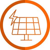 solar panel línea naranja circulo icono vector