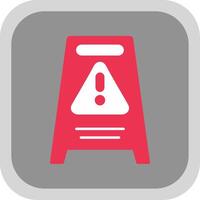 Hazard Sign Flat Round Corner Icon vector