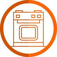 Electric Stove Line Orange Circle Icon vector