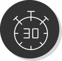 medio hora línea gris circulo icono vector