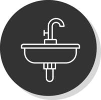 Sink Line Grey Circle Icon vector