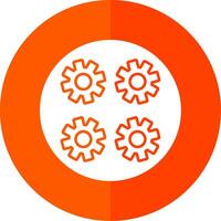 Gears Glyph Red Circle Icon vector