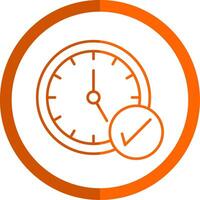 Time Management Line Orange Circle Icon vector