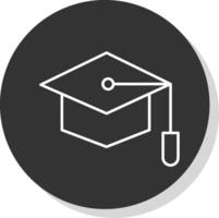 Graduate Hat Line Grey Circle Icon vector