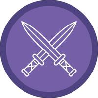 Two Swords Line Multi Circle Icon vector