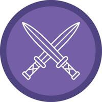 Two Swords Line Multi Circle Icon vector