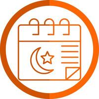 Calendar Line Orange Circle Icon vector