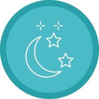 Luna y estrella línea multi circulo icono vector