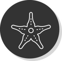 estrella de mar línea gris circulo icono vector