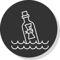 Message In Bottle Line Grey Circle Icon vector