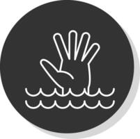 Drowning Line Grey Circle Icon vector