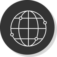 mundo línea gris circulo icono vector